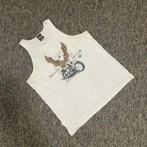 Harley-Davidson Vintage 2006 Born to Ride Eagle Tank Top White XL Distressed